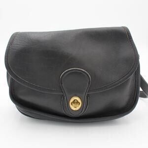 Vintage Coach Leather Purse Prairie Bag 9954 Black Turn Lock Crossbody 1990